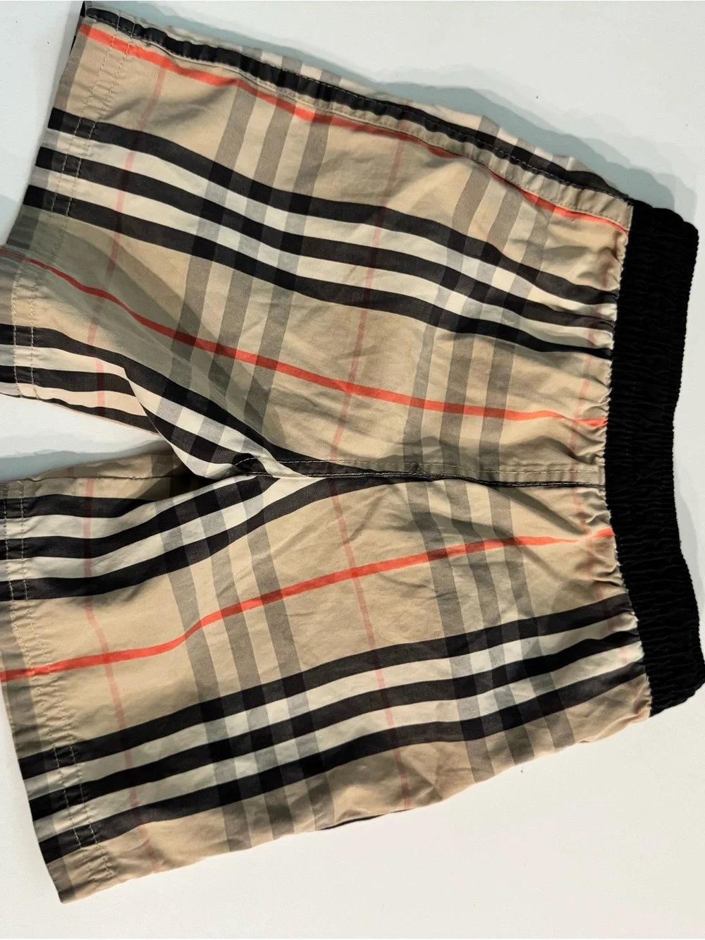 Burberry Beige Plaid Kids Drawstring Shorts with Black Waistband size 2